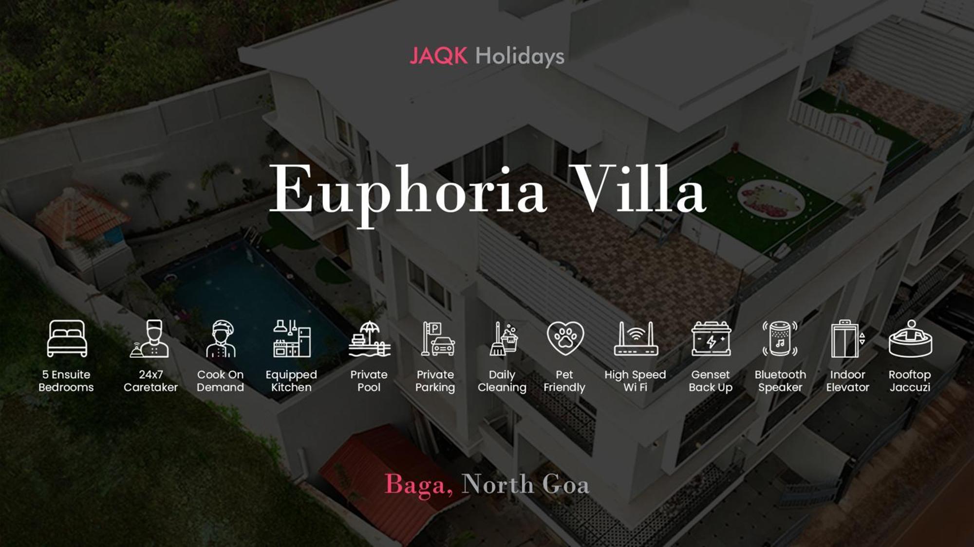 Euphoria Luxury Villa - 5Bhk - Private Pool - Jacuzzi, Baga Εξωτερικό φωτογραφία